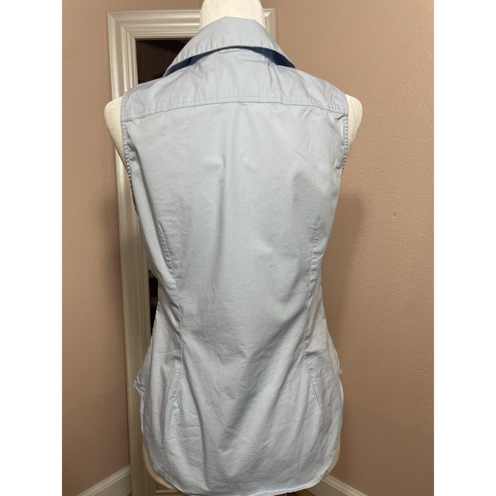 MNG Mango Women Blue Sleeveless Button Front Blouse Top Size M - Picture 9 of 10
